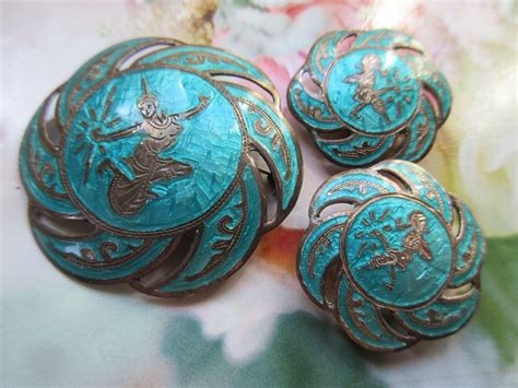 vintage siam sterling blue enameled pin set sold at ruby lane figural jewelry vintage jewelry