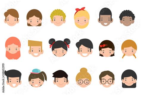 Avatars Collection Of Cute Kids Vector Illustration Of Different