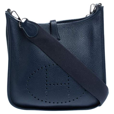 Hermes Blue Nuit Clemence Leather Evelyne Ii Pm Bag Hermes The Luxury