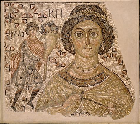 Fragment Of A Floor Mosaic With A Personification Of Ktisis Marble And