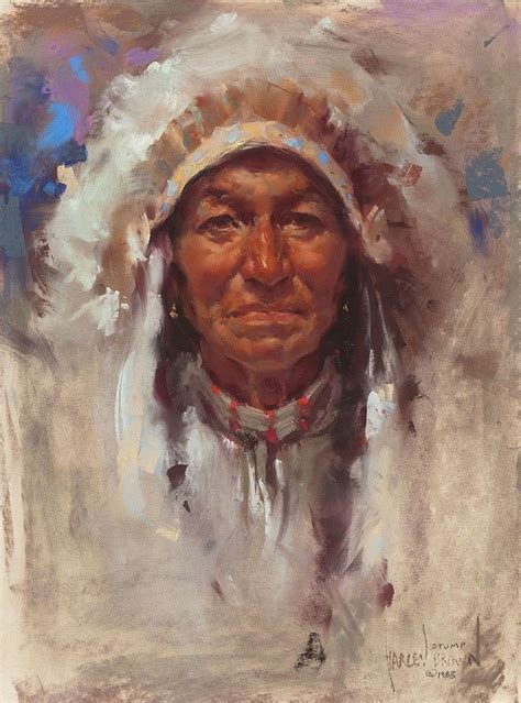 HARLEY BROWN American B 1939 Indian Chief 1988 Pas Native American