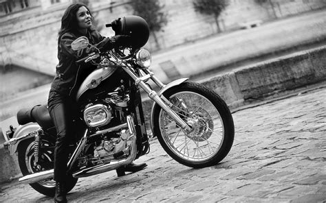 Harley Davidson Bike Helmet Girl Hd Wallpaper