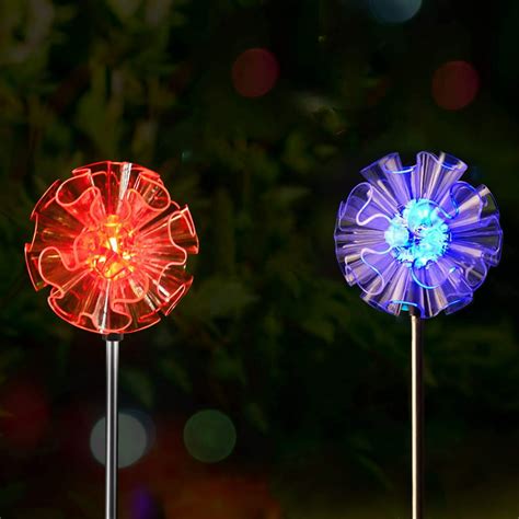 Solar Garden Stake Lights Outdoor Color Changing Led Stake Lamp In