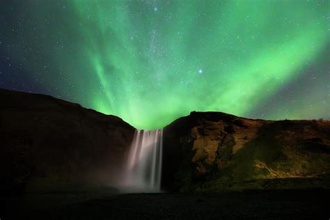 Northern Lights And Falls Iceland Digital Art By Maurizio Rellini Fine