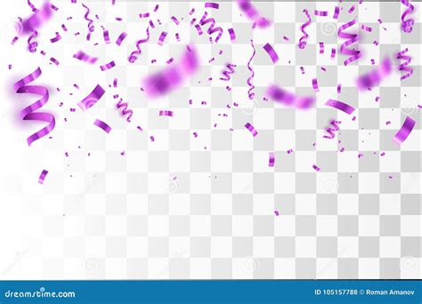 Purple Confetti Vector Festive Illustration Of Falling Shiny Confetti