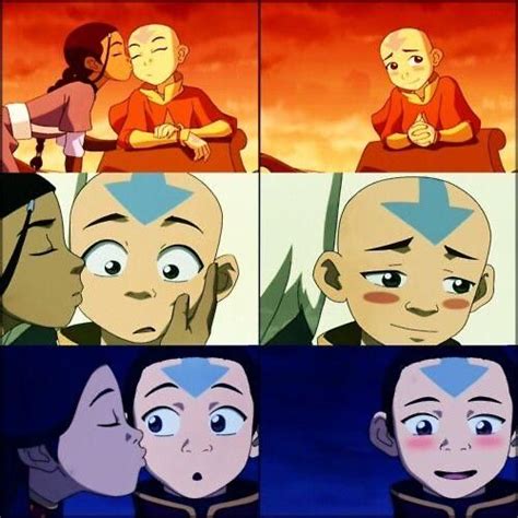 Aang Blushing After Katara Kisses Him Thelastairbender Aang The