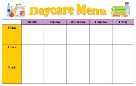 Free Daycare Templates Of Printable Blank Day Care Menus To Pin On