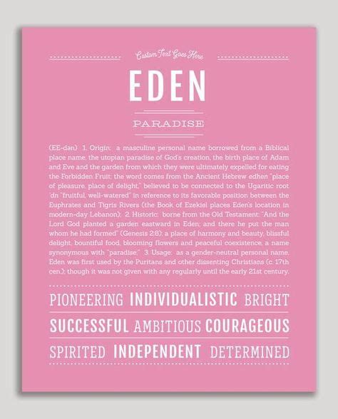 Eden Male Classic Name Print Classic Names Personalized Art