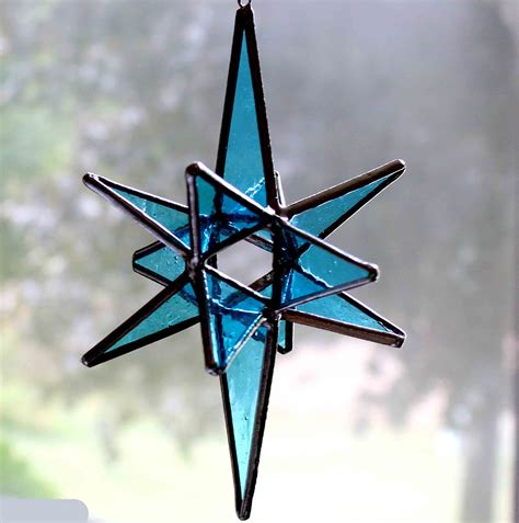Stained Glass Aqua Bethlehem Moravian Star Ornament Star Etsy