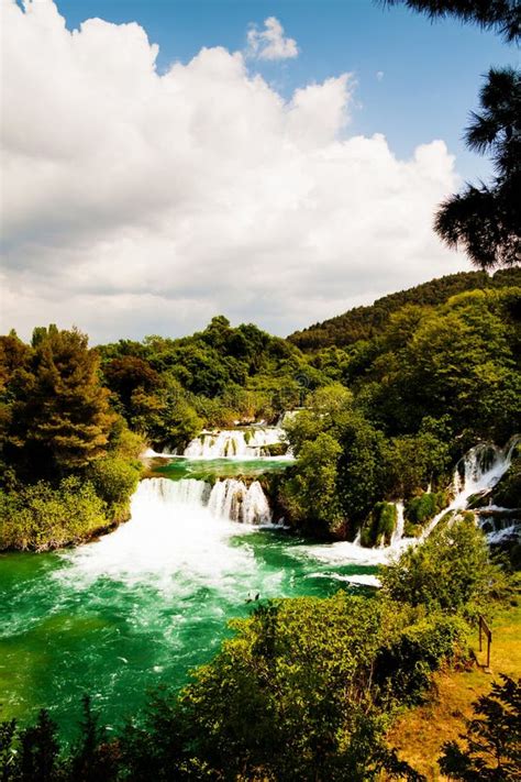 Cascade Of Waterfalls With Emerald Pond Krka National Park Croatia