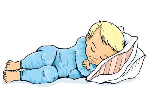Cartoon Of Little Boy Sleeping On A Pillow Stock Vector Illustration