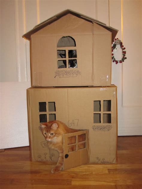 Pin By Autumn Lijewski On Pets Cardboard Cat House Cat House Diy
