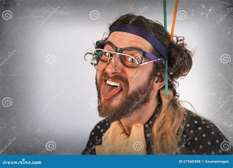 Bearded Crazy Person Lunatic Stock Photo Image Of Lenses Adult 67560388