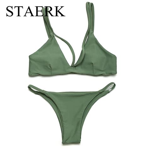 Staerk 2018 Women Bikini Set Sexy Brazilian Bikini Solid Swimwear Thong