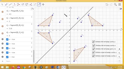 Transformasi Geometri Refleksi Geogebra YouTube