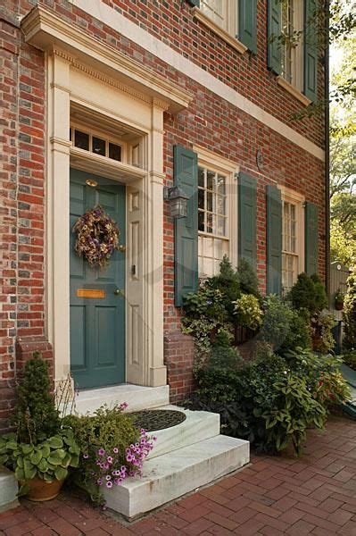 Turquoise And Cream Trim On Red Brick Exterior Paint Colors Exterior
