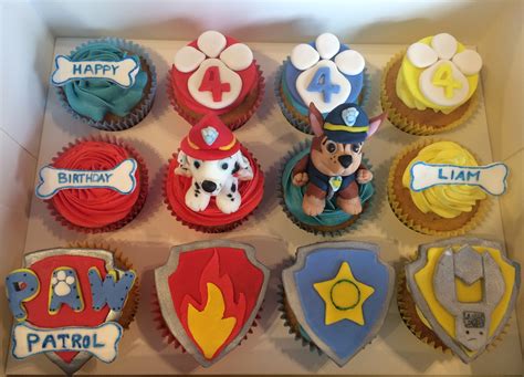Paw Patrol Themed Cupcakes Made For A 4th Birthday With Handmade