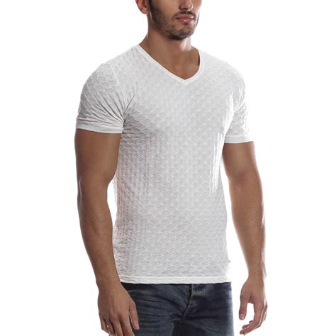 Textured V Neck Shirt White S Moda Crise Touch Of Modern