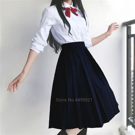 Uniformes Escolares Japoneses Para Niñas Falda Plisada De Cintura Alta De Color Sólido Jk