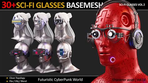 Artstation 30 Sci Fi Glasses Basemesh Futuristic Cyberpunk Vol 12