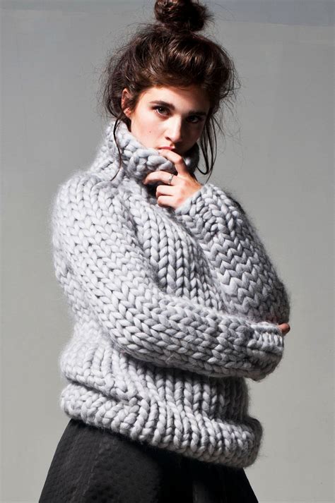 Chunky Knit Big Knitted Turtleneck Sweater Chunky Sweater Etsy