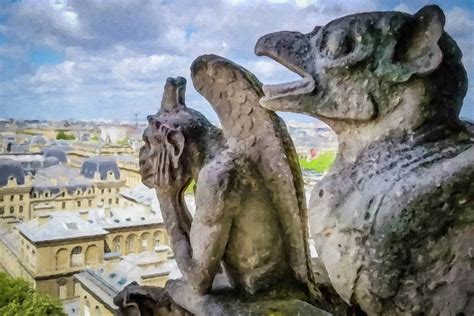 Gargoyles Of Notre Dame Painted Photograph By Joe Myeress
