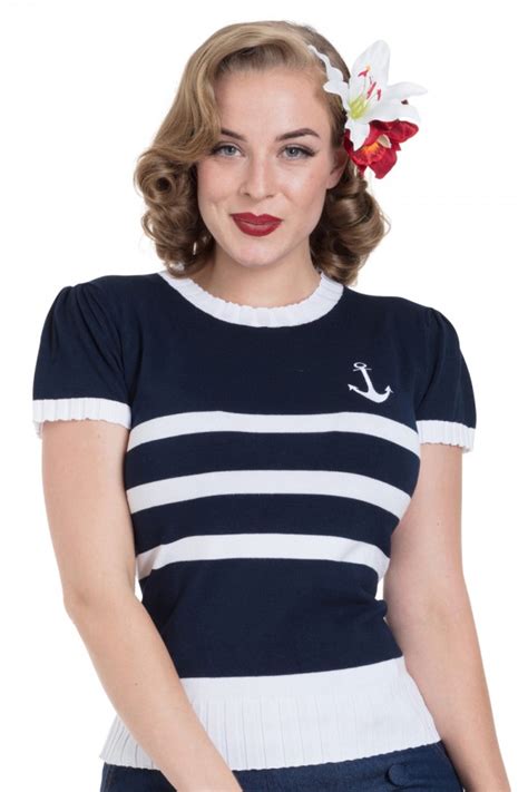 Pull Pinup Rétro 50 S Rockabilly Voodoo Vixen Sailor Vêtements Chemisier Pull Tee Shirt