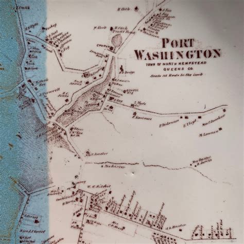 Port Washington Ny Vintage Map Plate Long Island Etsy