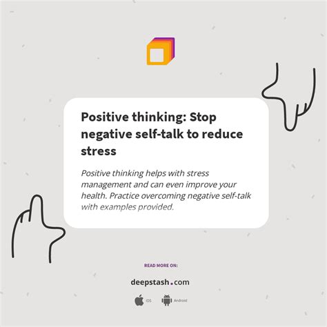 Positive Thinking Stop Negative Self Talk To Reduce Stress Deepstash