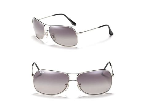 Ray Ban Aviator Square Wrap Sunglasses In Shiny Silver Metallic For