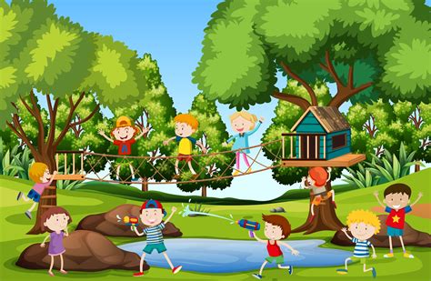 Children Playing At Playground 474673 Vector Art At Vecteezy