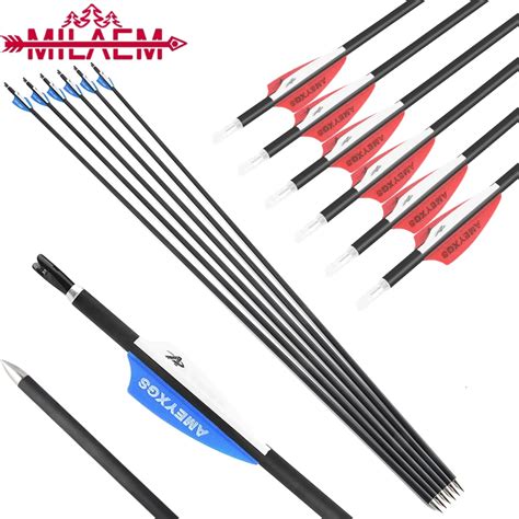 Archery 32 Inch Mix Carbon Arrow Id 4 2mm Spine1000 With 2 Inch Rubber