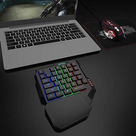 Mftek One Hand Gaming Keyboard And Mouse Combo Rgb Rainbow Backlit One