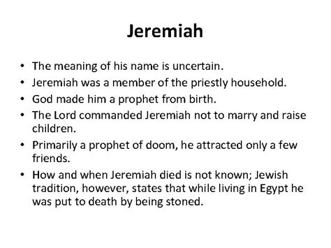 Jeremiah The Prophet Jeremiah Author Jeremiah Content And