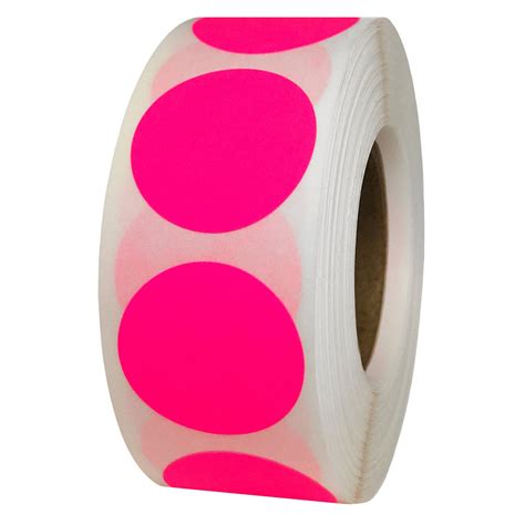 Fluorescent Pink Color Labels 34 Round