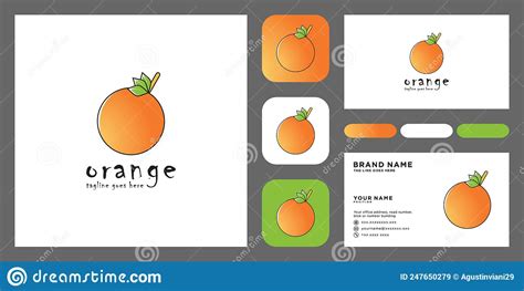 Orange Fruit Logo Vector Concept With Business Card Template Stock