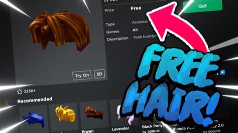 How To Get Free Hair In Roblox Youtube