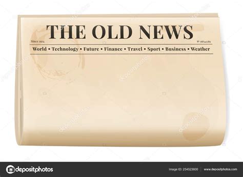 Vintage Newspaper Template Folded Cover Page Of A News With Blank Old