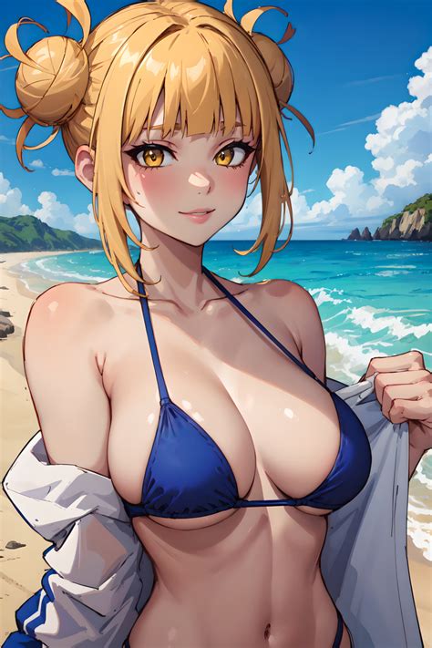 Rule 34 Ai Generated Beach Big Breasts Bikini Himiko Toga Lxlbanner My Hero Academia Toga