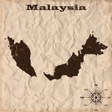 Vecchia Mappa Della Malesia Con Il Lerciume E La Carta Sgualcita