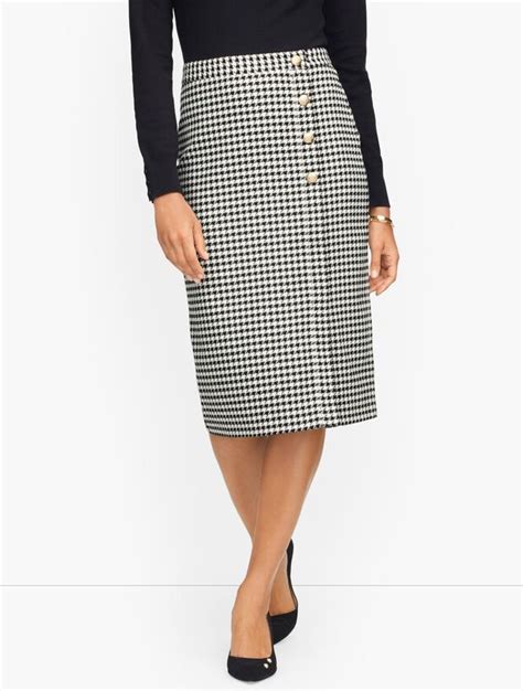 Houndstooth Wrap Pencil Skirt Talbots