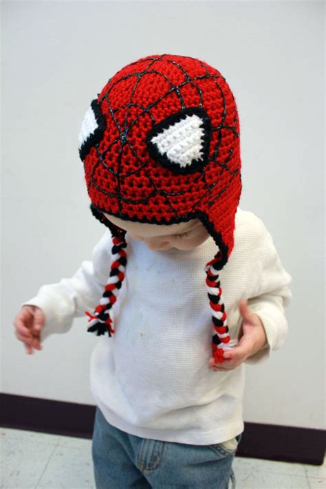 Spiderman Crochet Earflap Beanie Hat Newborn Baby Toddler Child