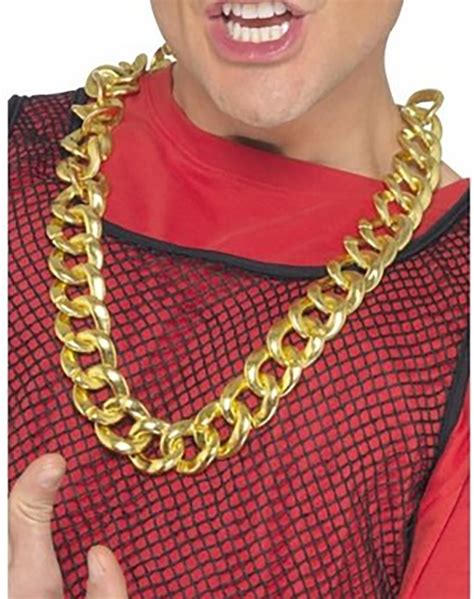 Gangster Fancy Dress Gold Chunky Chain Necklace Red Paisley Bandana