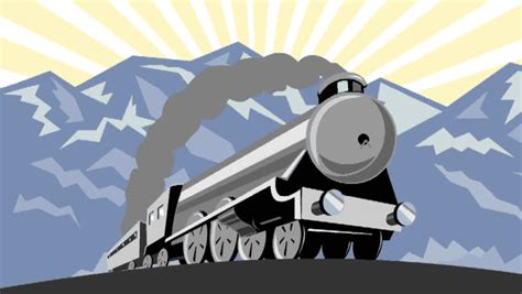 2d Video Footage Animation Of A Steam Train Locomotive Traveling With