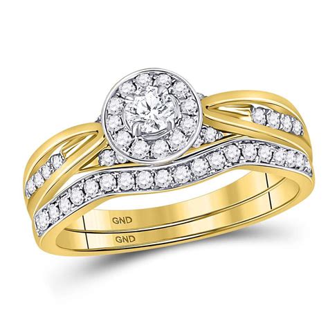 Kt Yellow Gold Womens Round Diamond Bridal Wedding Engagement Ring