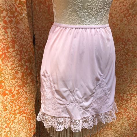 S Vintage Pink Lace Half Slip M Tulip Lace Appliqu S Etsy