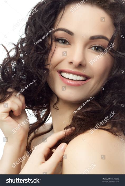 Portrait Of Attractive Caucasian Smiling Woman Brunette Isolated On