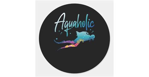 Scuba Diving Aquaholic Vintage Vaporwave 80s 90s Classic Round Sticker