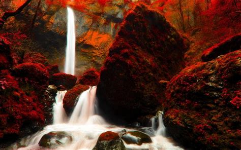 Autumn Forest Waterfalls Wallpaper Nature And Landscape Wallpaper