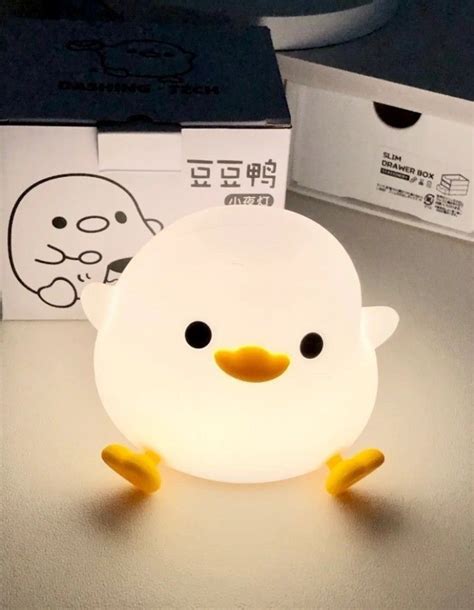 Uneede Led Cute Bean Duck Night Light Dodo Duck Silicone Nursery Night